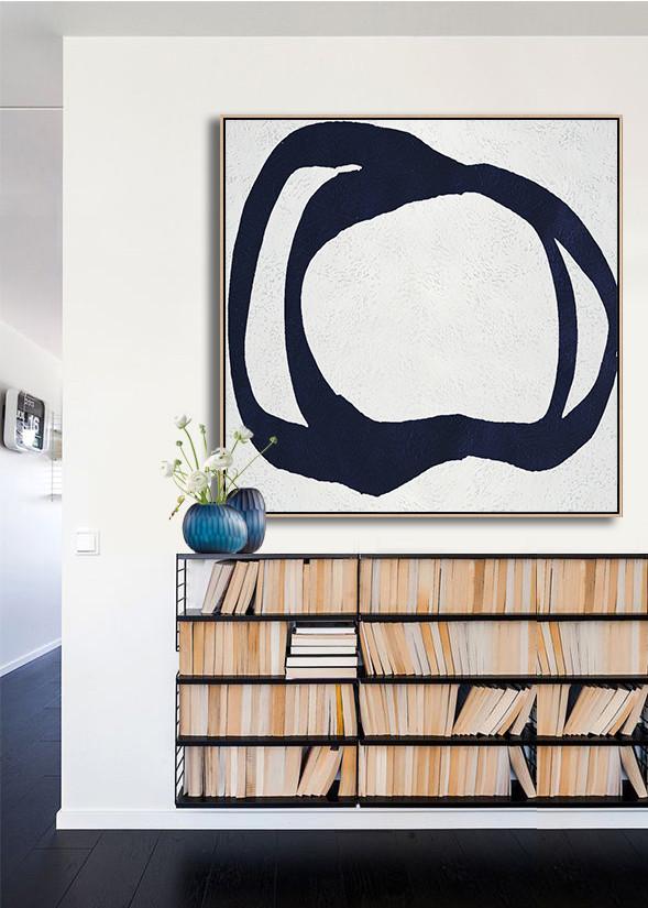 Navy Blue Minimalist Painting #NV313A - Click Image to Close